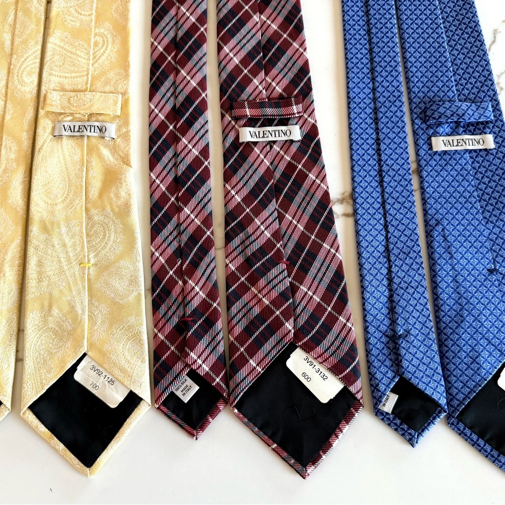 Lot of 3 Valentino NOS Men’s Silk Ties - Mixed Patterns